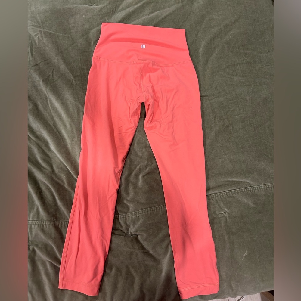 Lulu-lemon Vibrant Coral High-Waisted Leggings
